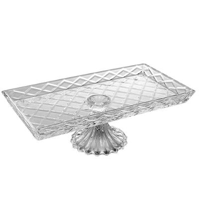 Travessa Cristal Lyor Deli Diamond com Pé 34,5cm Elegante Versátil Requintada Incolor