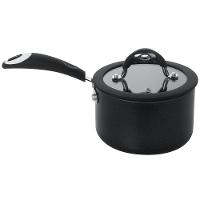 Panela Multiflon Dom em Alumínio com Revestimento Antiaderente, Tampa de Vidro Temperado e Cabo de Silicone 18 cm – Preta - 1