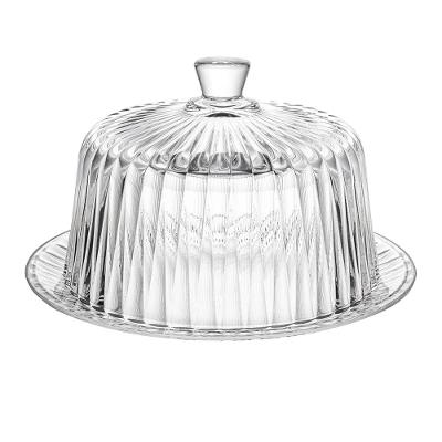 Queijeira Cristal Lyor Radial 19,5x12,5cm Tampa Elegante Transparente Resistente