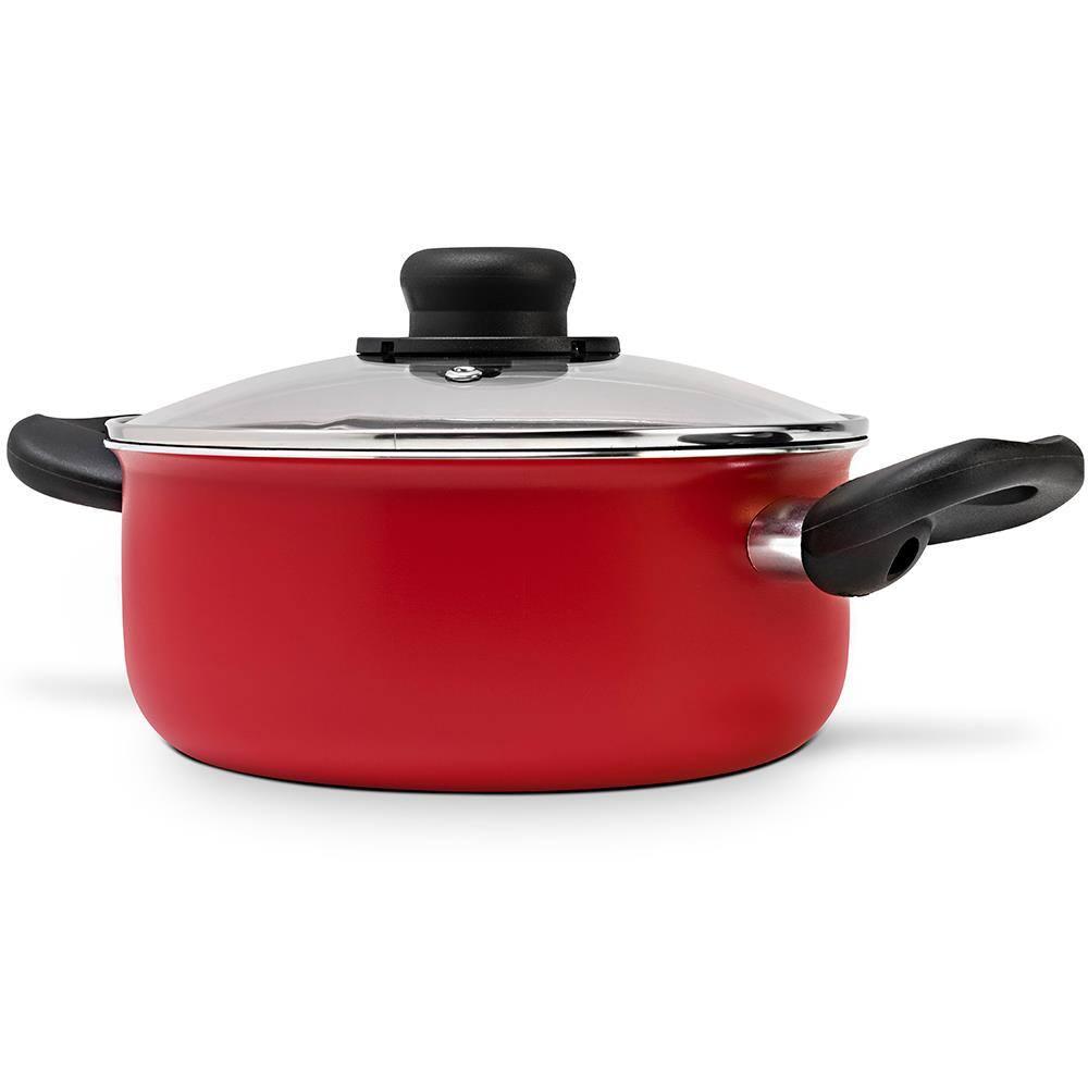 Caçarola Multiflon Páprika em Alumínio com Revestimento Antiaderente e Tampa de Vidro com Saída de Vapor Vermelha - 20 cm - 2