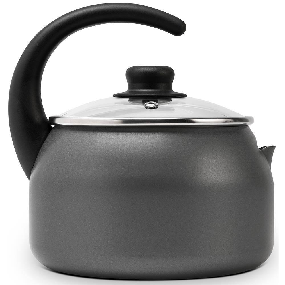 Chaleira Multiflon Gourmet em Alumínio com Revestimento Antiaderente, Tampa de Vidro com Saída de Vapor e Cabo Baquelite Grafite – 2,4 L - 2