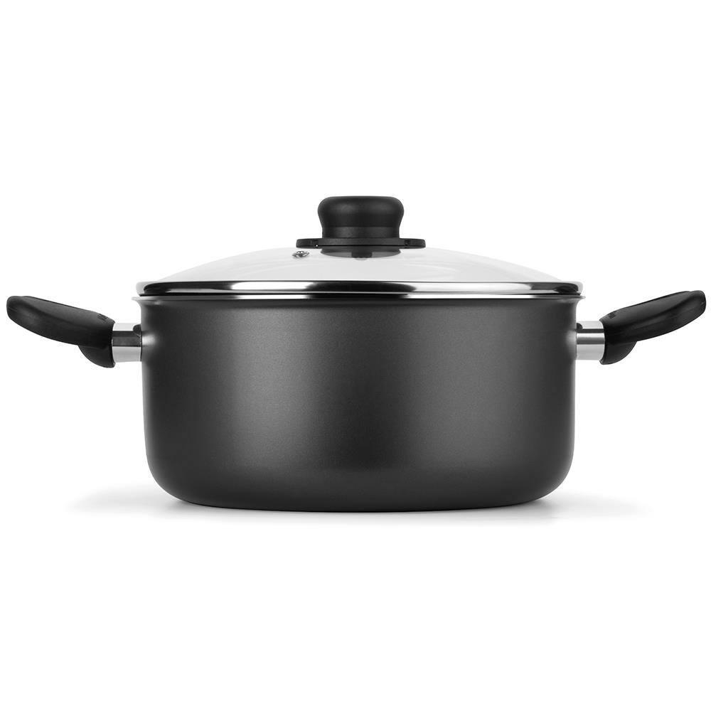 Caçarola Multiflon Gourmet em Alumínio com Revestimento Antiaderente 7 Camadas, Tampa de Vidro com Saída de Vapor e Alças em Baquelite Grafite - 20 cm - 2