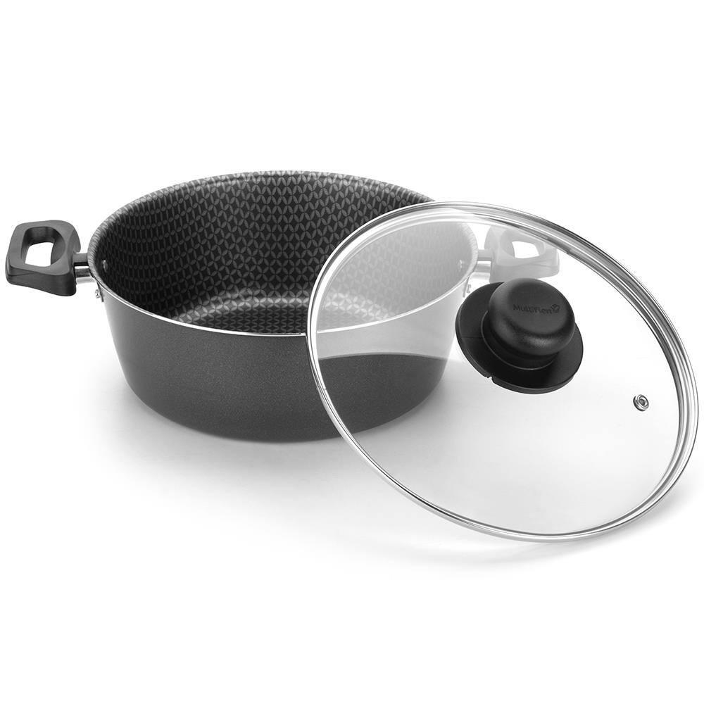 Caçarola Multiflon Essencial em Alumínio com Revestimento Interno Antiaderente e Tampa de Vidro com Saída de Vapor 22 cm – Grafite - 2