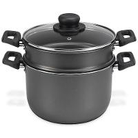 Cozi Vapor/ Cuscuzeira Multiflon em Alumínio com Revestimento Antiaderente 7 Camadas, Tampa de Vidro Temperado e Alças em Baquelite 20 cm - Grafite - 1