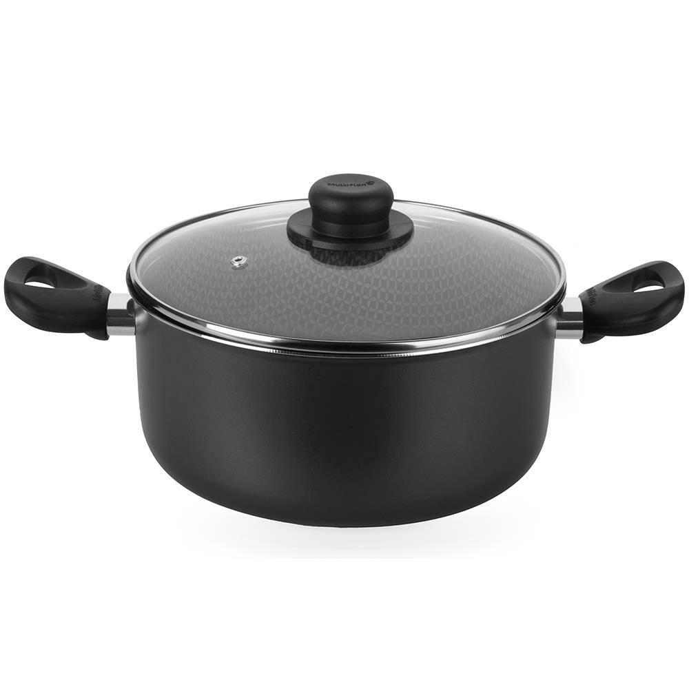 Caçarola Multiflon Gourmet em Alumínio com Revestimento Antiaderente 7 Camadas, Tampa de Vidro com Saída de Vapor e Alças em Baquelite Grafite - 16 cm - 1
