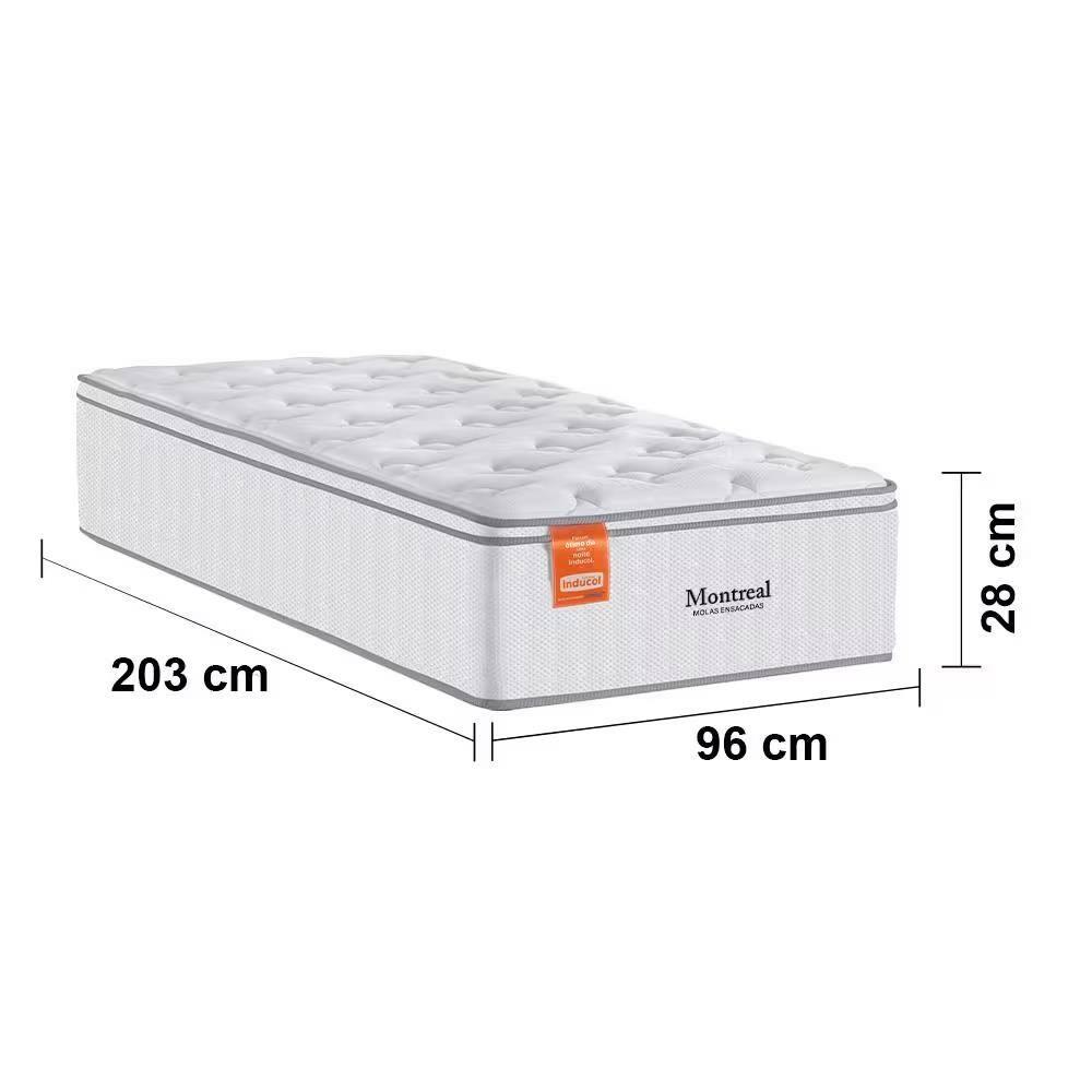 Cama Box Solteiro Inducol Montreal Molas Ensacadas Europillow Tecido Malha Cinza - 7