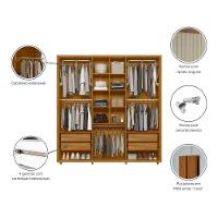 Guarda-Roupa Casal Madetec Portinari 6 Portas 4 Gavetas Ripado Angular Amortecimento Cabideiro Extensível