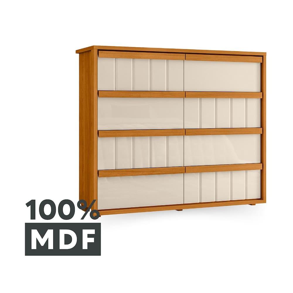 Cômoda 8 Gavetas Madetec Tarsila Corrediça Telescópica Ripado Angular Design Moderno - 4