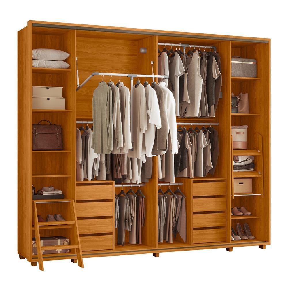 Guarda-Roupa Casal Madetec Dalí Com Espelhos 2 Portas de Correr 8 Gavetas Cabideiro Extensível Escada Retrátil - 4