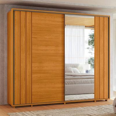 Guarda-Roupa Casal Madetec Dalí Com Espelhos 2 Portas de Correr 8 Gavetas Cabideiro Extensível Escada Retrátil