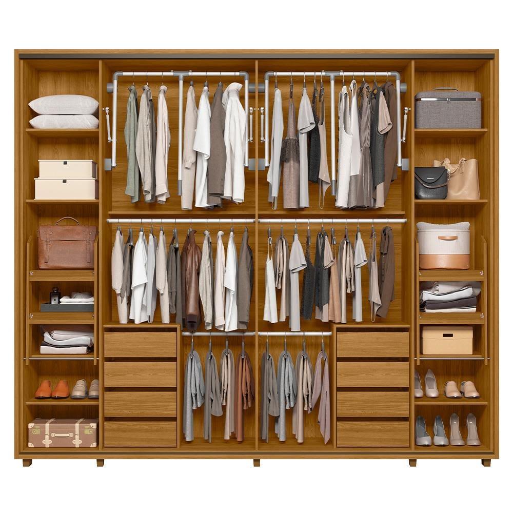 Guarda-Roupa Casal Madetec Dalí Com Espelhos 2 Portas de Correr 8 Gavetas Cabideiro Extensível Escada Retrátil - 4