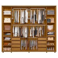 Guarda-Roupa Casal Madetec Dalí Com Espelhos 2 Portas de Correr 8 Gavetas Cabideiro Extensível Escada Retrátil