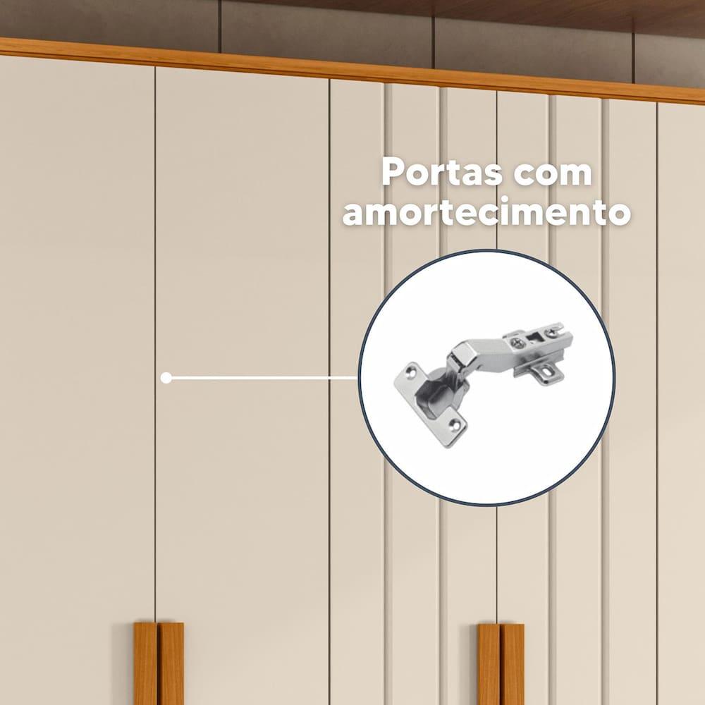 Guarda-Roupa Casal Madetec Portinari com Espelhos 6 Portas 4 Gavetas Ripado Angular Amortecimento Cabideiro Extensível - 7
