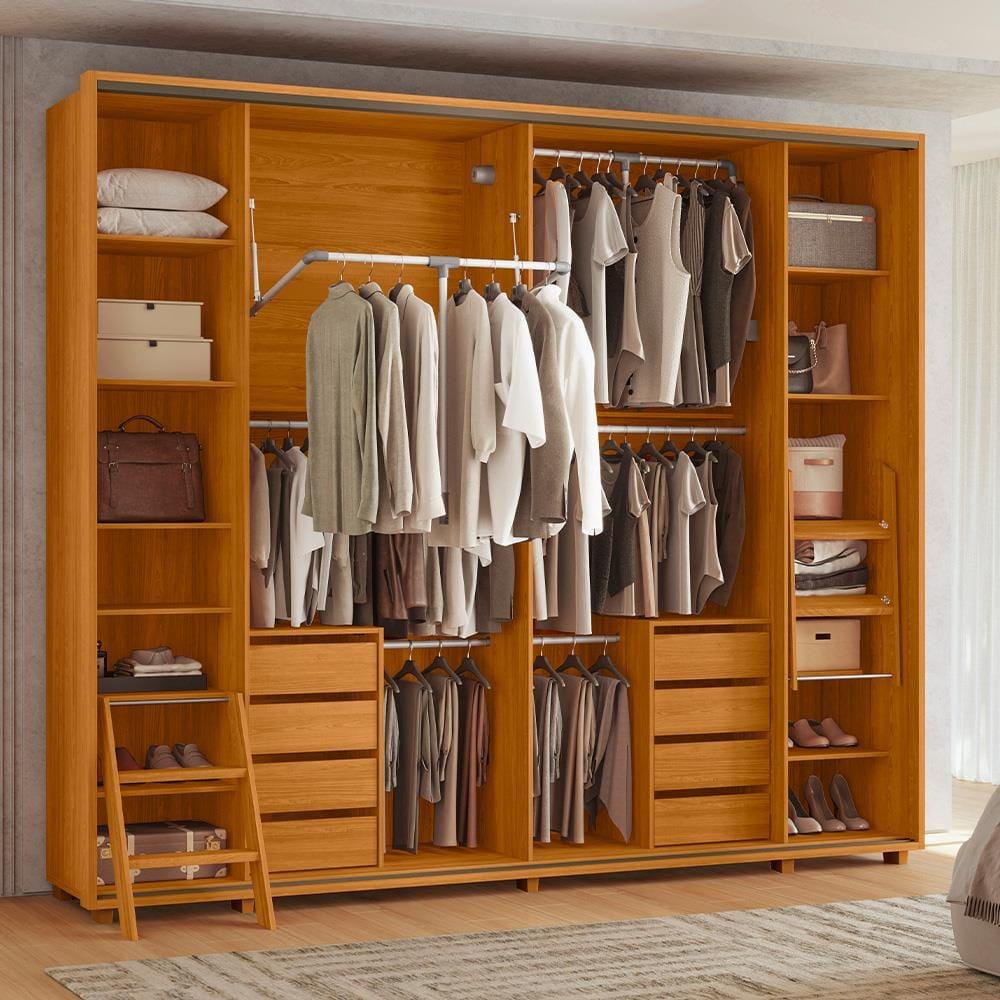 Guarda-Roupa Casal Madetec Dalí 2 Portas de Correr 8 Gavetas Cabideiro Extensível Escada Retrátil - 5