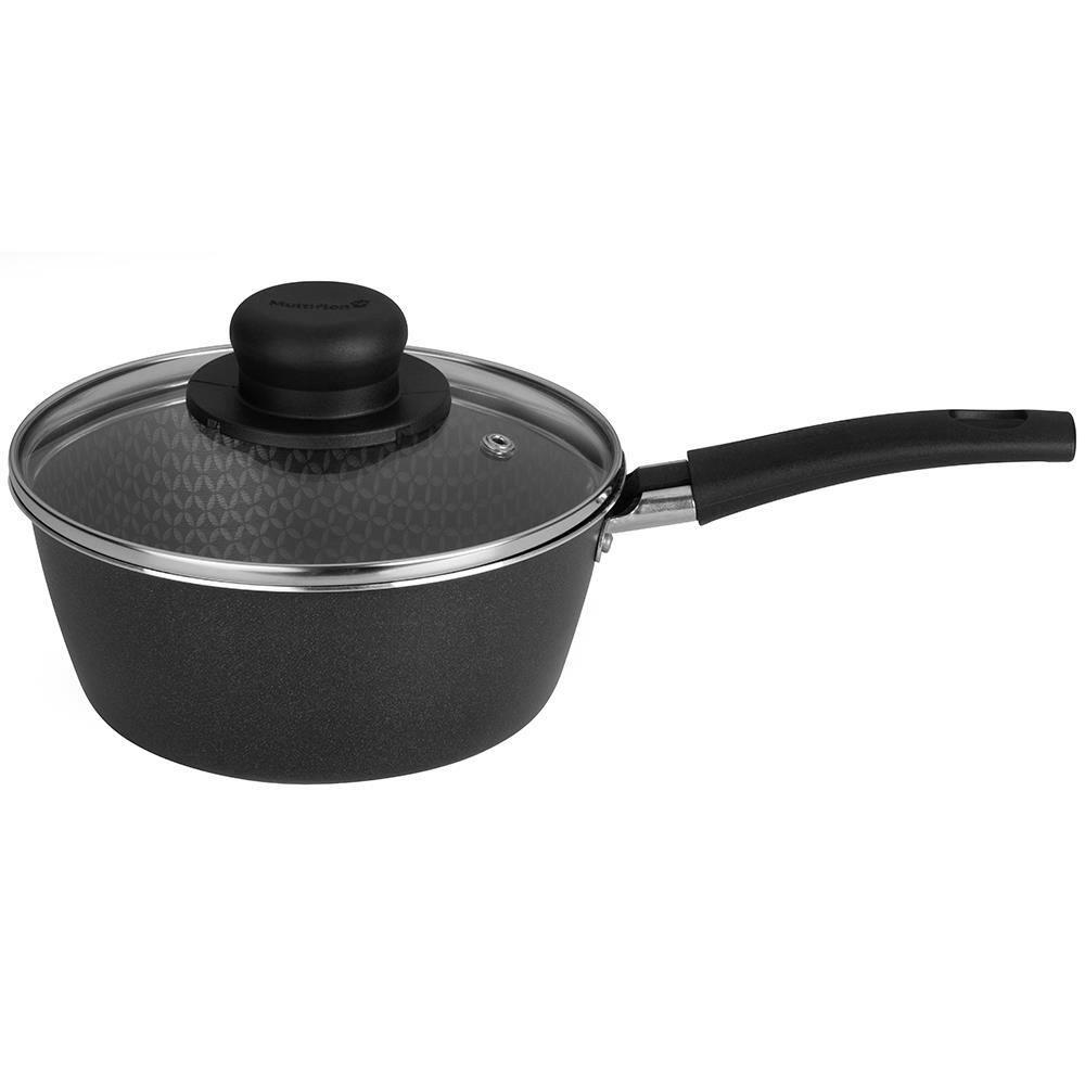 Panela Multiflon Essencial em Alumínio com Revestimento Interno Antiaderente e Tampa de Vidro com Saída de Vapor 16 cm – Grafite - 1