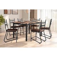 Conjunto Mesa Jantar 6 Cadeiras Fabone Kieve Aço Carbono Corano Cobre Mesa Retangular 136x80 - 1
