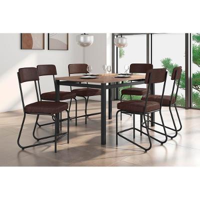 Conjunto Mesa Jantar Fabone Nagoia 6 Cadeiras Mesa Retangular 136x80cm Aço Carbono
