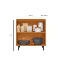 Balcão Poliman Ravena 80cm 2 Portas Tampo 15mm Puxadores Pretos Prateleira Removível Freijó Off White Acetinado - 4