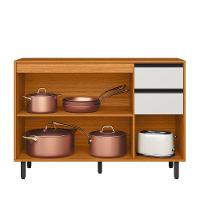 Balcão Poliman Ravena 120cm 3 Portas 2 Gavetas Tampo 15mm Puxadores Pretos Freijó Off White Acetinado - 2