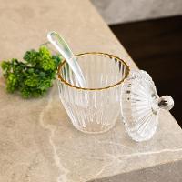 Açucareiro com Colher Wolff Império 8x8x11cm Cristal com Fio de Ouro