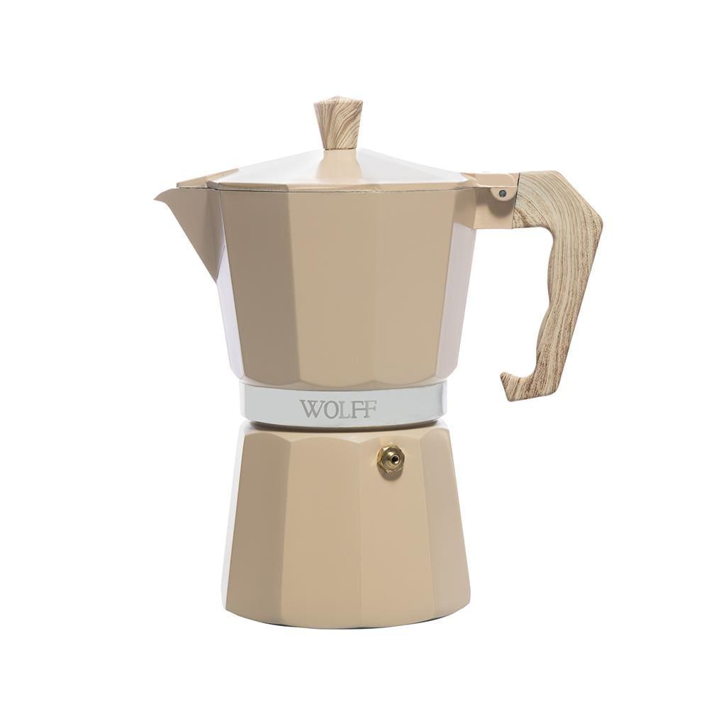 Cafeteira Italiana Wolff 300ml em Alumínio Cabo Plástico 6 Doses Bege Fosca - 2