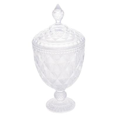 Bomboniere Potiche de Cristal com Pé Lyor Diamond 15x32cm Incolor Design Elegante
