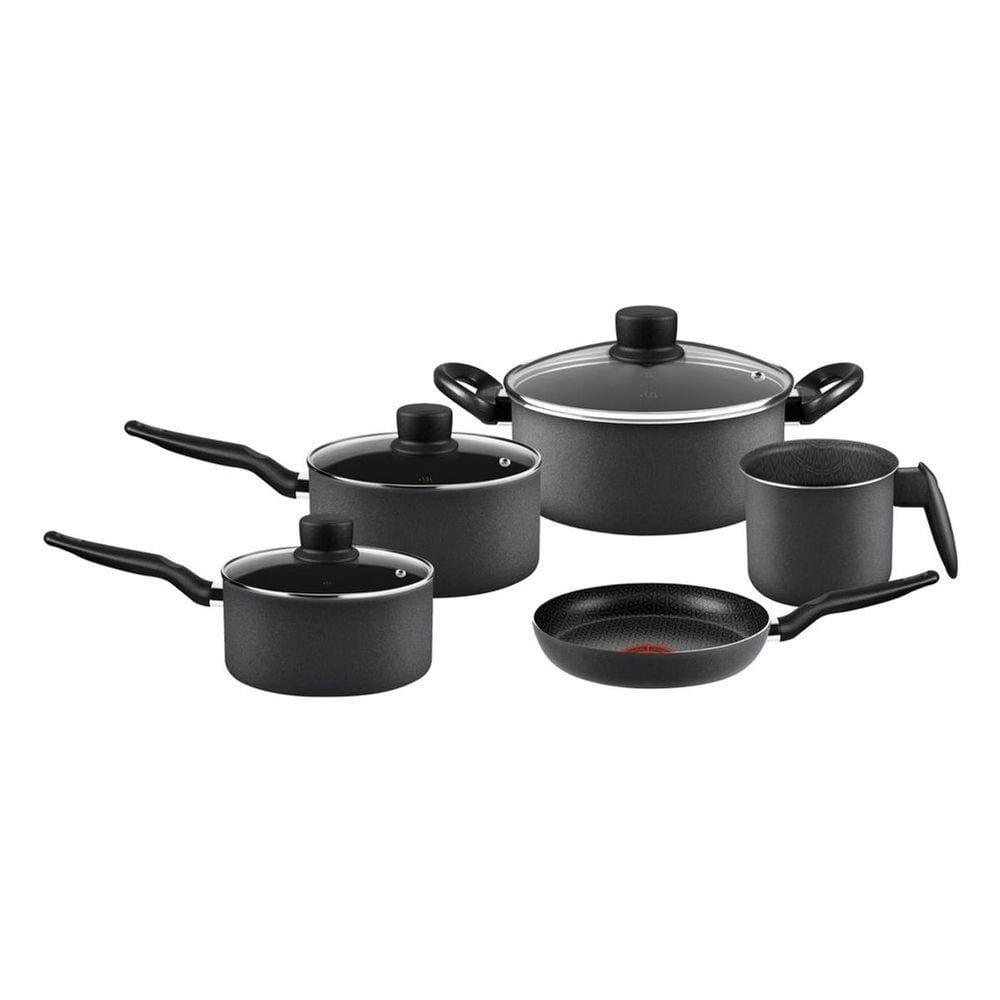 Jogo de Panelas Rochedo Robusta 5 Peças Antiaderente Resist 3X Tampa Vidro Grafite - 1