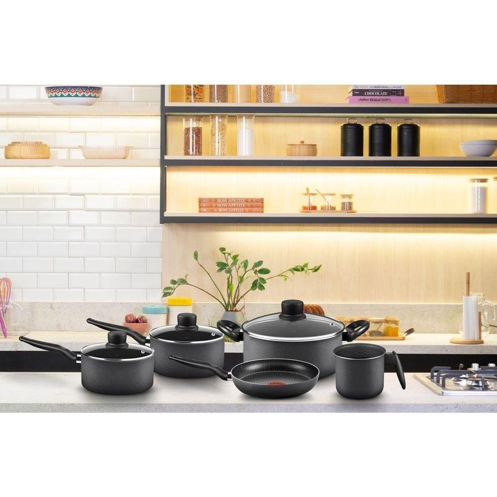 Jogo de Panelas Rochedo Robusta 5 Peças Antiaderente Resist 3X Tampa Vidro Grafite - 9