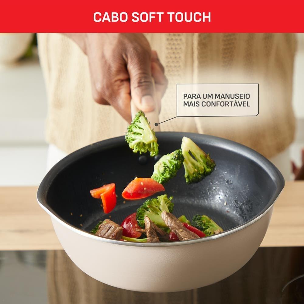 Panela Wok Tefal One Pick Pot 22cm Alumínio Antiaderente Indução Tampa Vidro Vanila - 7