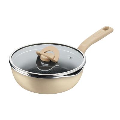 Panela Wok Tefal One Pick Pot 22cm Alumínio Antiaderente Indução Tampa Vidro Vanila