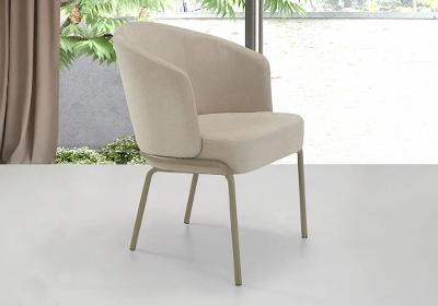 Poltrona Herval Hermes Pés em Metal Assento D33 Encosto D28 Bege