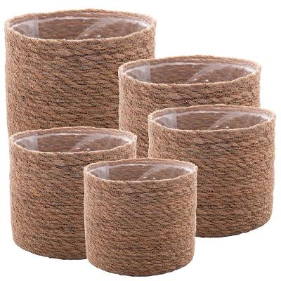 Conjunto 5 Cachepots Wolff Fibra Natural Forro Plástico Versátil