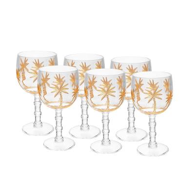 Conjunto 6 Taças Acrílico Wolff Palm Gold 500ml Sofisticado Resistente