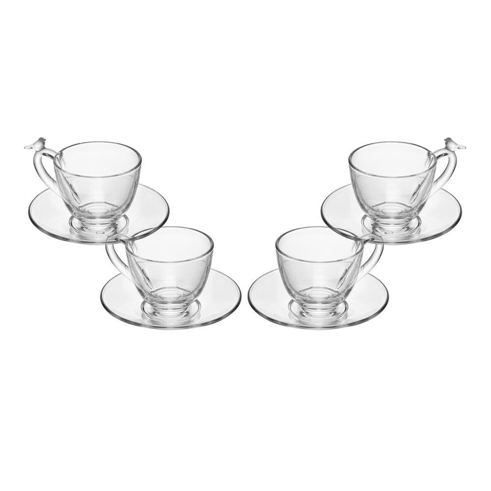 Conjunto 4 Xícaras de Café Wolff Bird 80ml com Pires Cristal Ecológico Relevo Artístico - 1