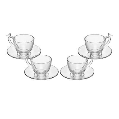 Conjunto 4 Xícaras de Café Wolff Bird 80ml com Pires Cristal Ecológico Relevo Artístico