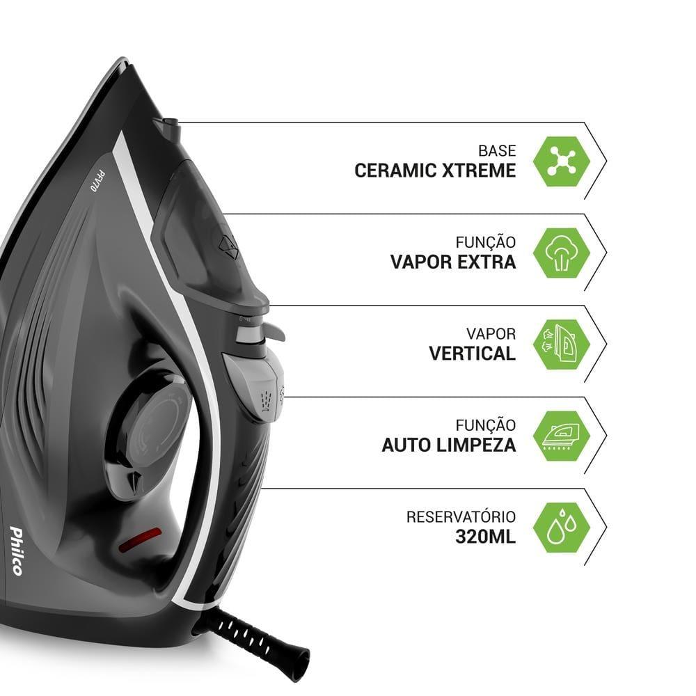 Ferro a Vapor Philco PFV70 Base Ceramic Xtreme Vapor Vertical 92 Saídas de Vapor - 9