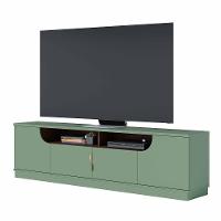 Rack Bancada para TV até 75” Santorini 2.0 4 Portas 2 Nichos Tampo 25mm Puxador Dourado Fosco