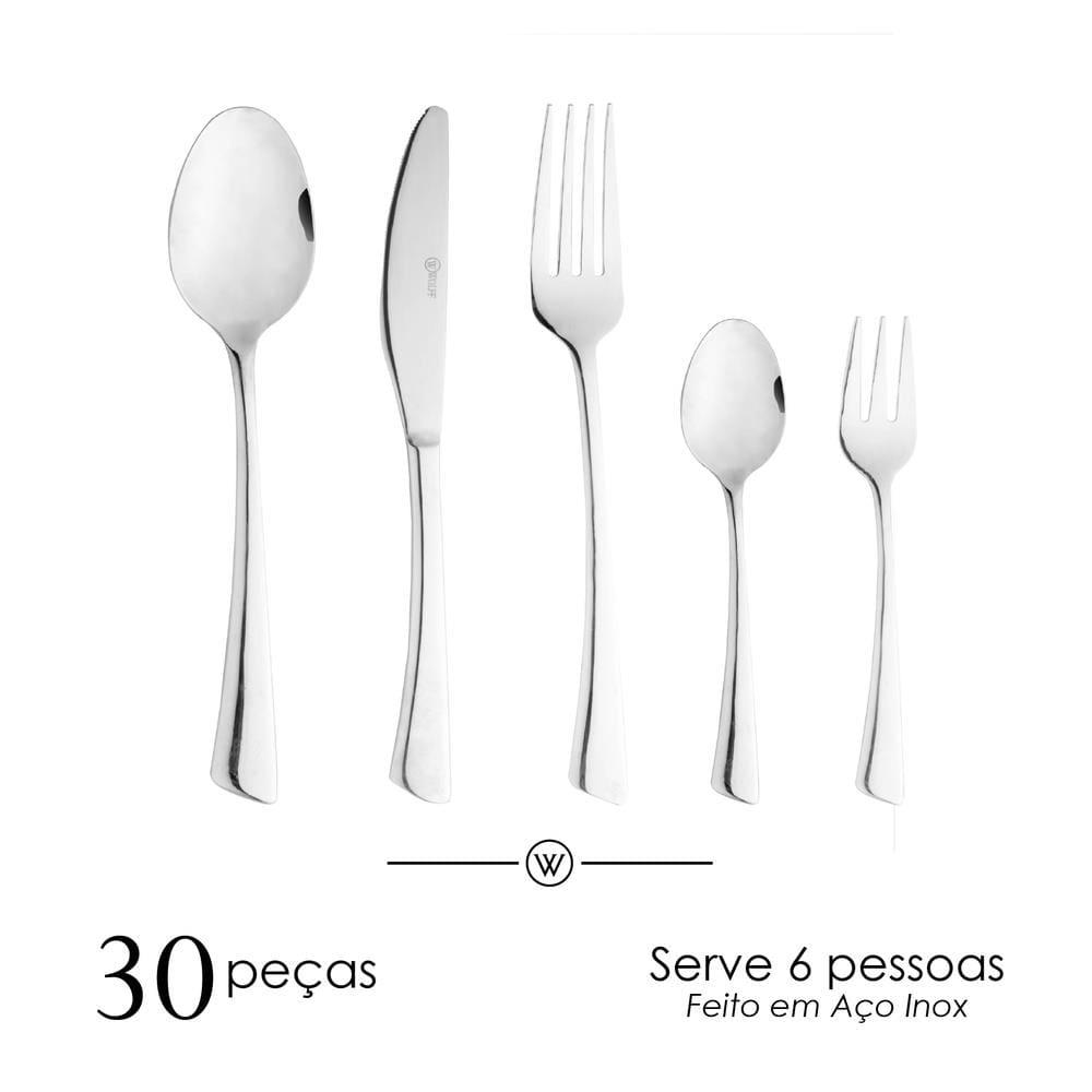 Faqueiro 30 Peças Wolff Verona Aço Inox Design Contemporâneo Alta Durabilidade - 2