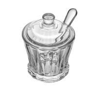 Açucareiro de Cristal Lyor Radial 210ml com Tampa e Colher Transparente Elegante - 1