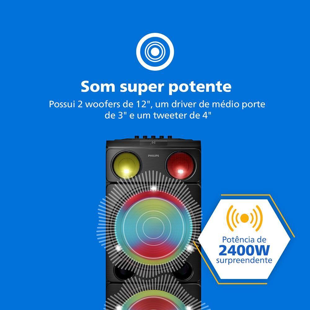 Caixa de Som Philips Party Speaker TAX5509 2400W Bluetooth Luzes LED Preta - 4