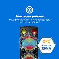 Caixa de Som Philips Party Speaker TAX5509 2400W Bluetooth Luzes LED Preta