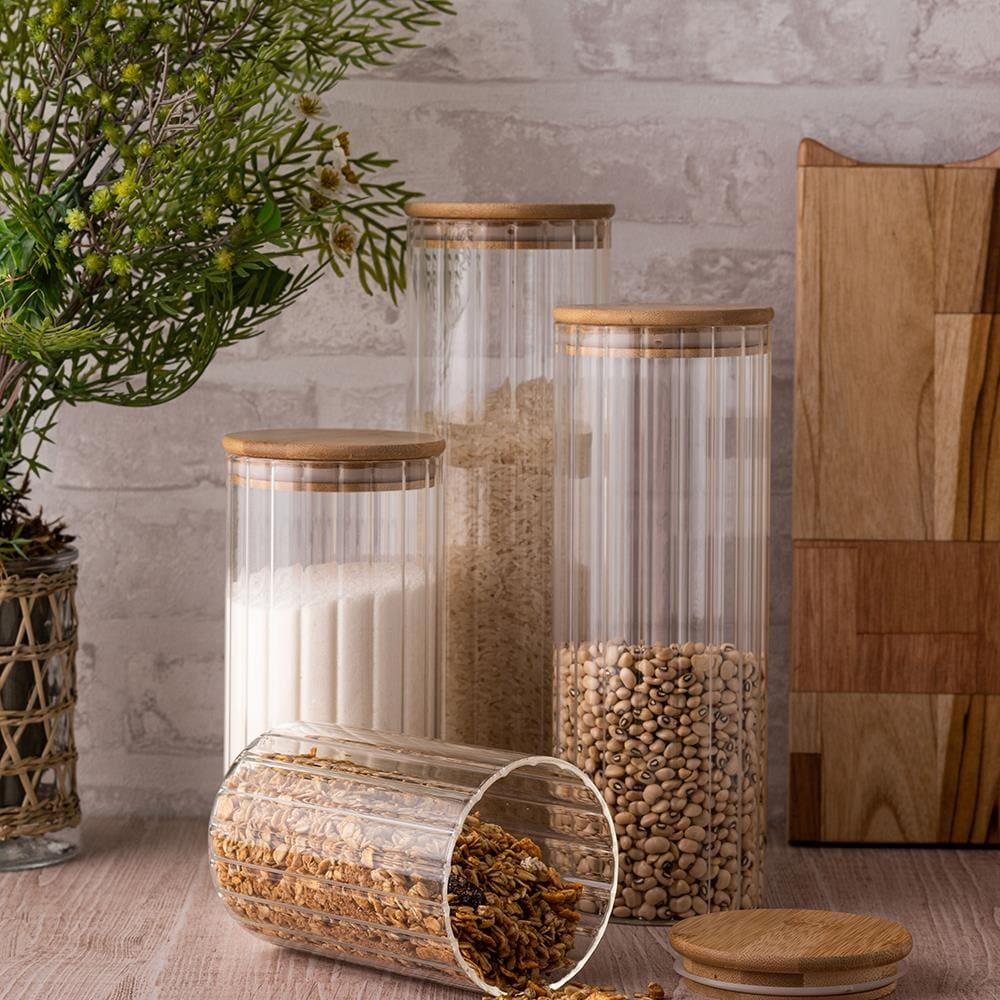 Porta Mantimento Wolff 1,3L Vidro Borossilicato Tampa Bambu - 5