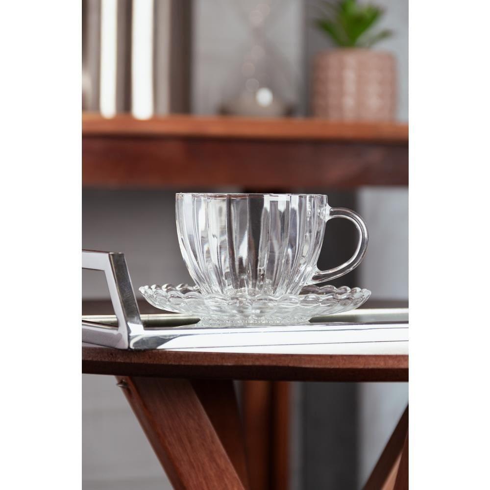 Conjunto 6 Xícaras Chá Wolff Pétala 200ml Vidro com Pires Elegante - 9