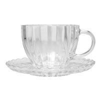 Conjunto 6 Xícaras Chá Wolff Pétala 200ml Vidro com Pires Elegante - 3