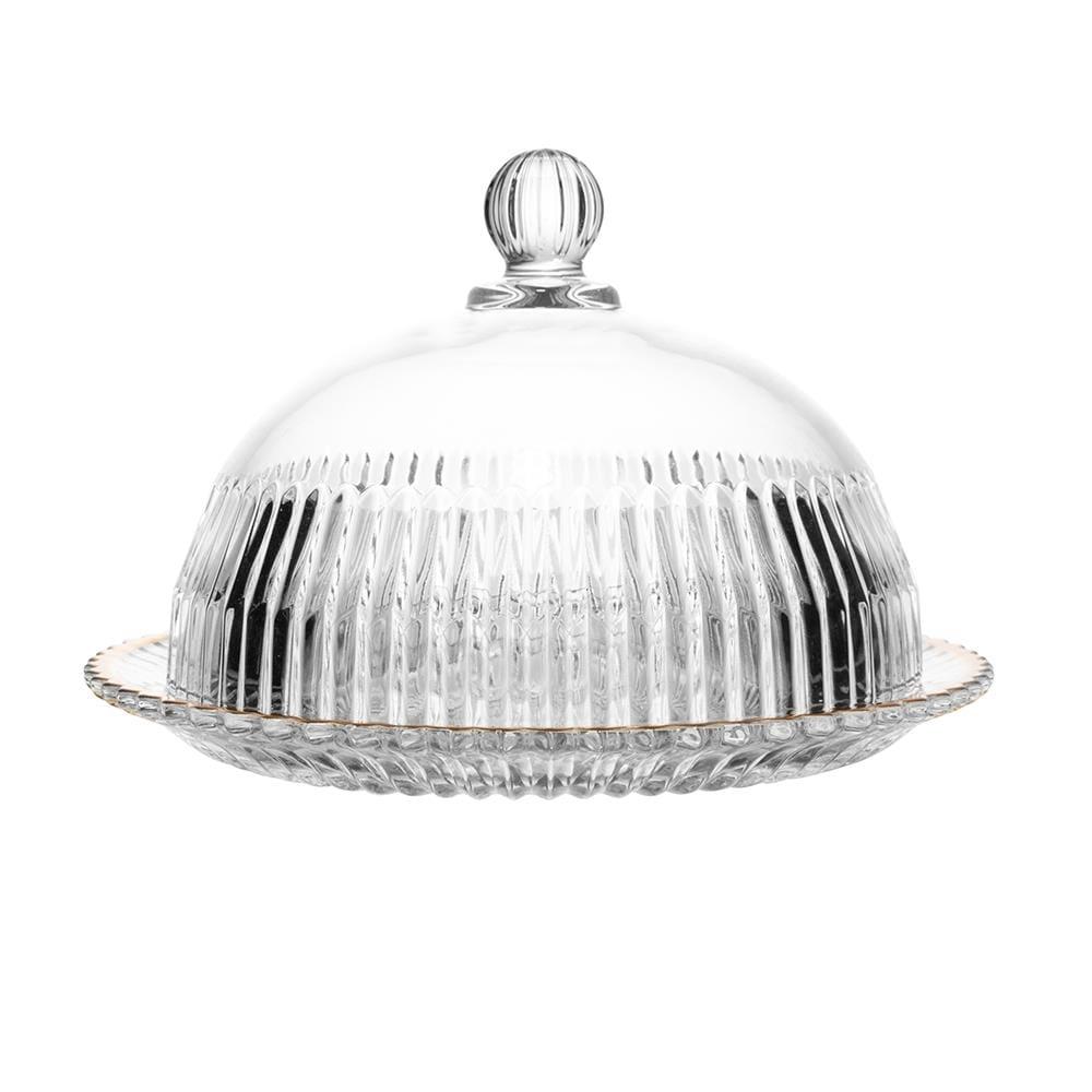 Queijeira com Tampa Wolff Império 20x20x13,5cm Cristal Fio de Ouro com Tampa Alta - 2