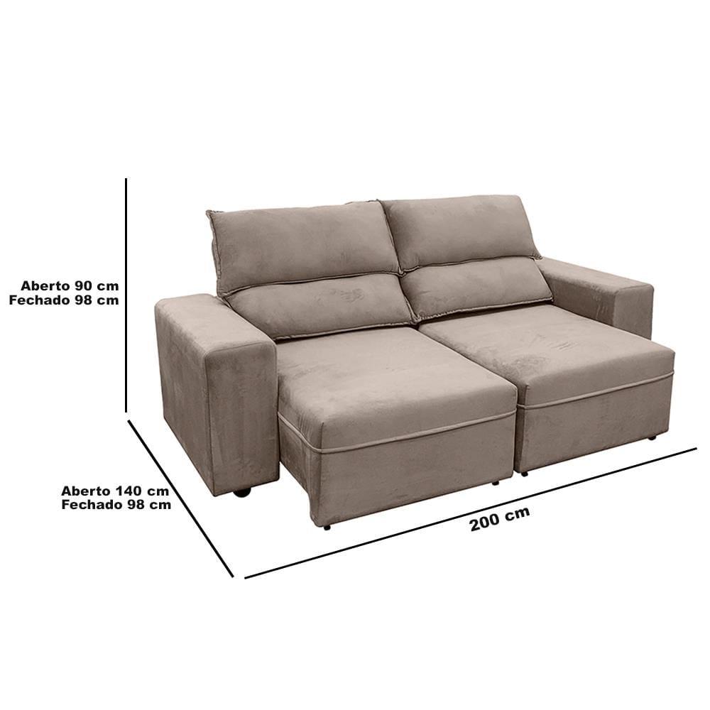 Sofá RBF Móveis México 3 Lugares 200cm Retrátil Reclinável Molas Ensacadas - 3