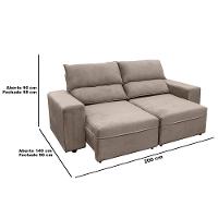 Sofá RBF Móveis México 3 Lugares 200cm Retrátil Reclinável Molas Ensacadas - 3