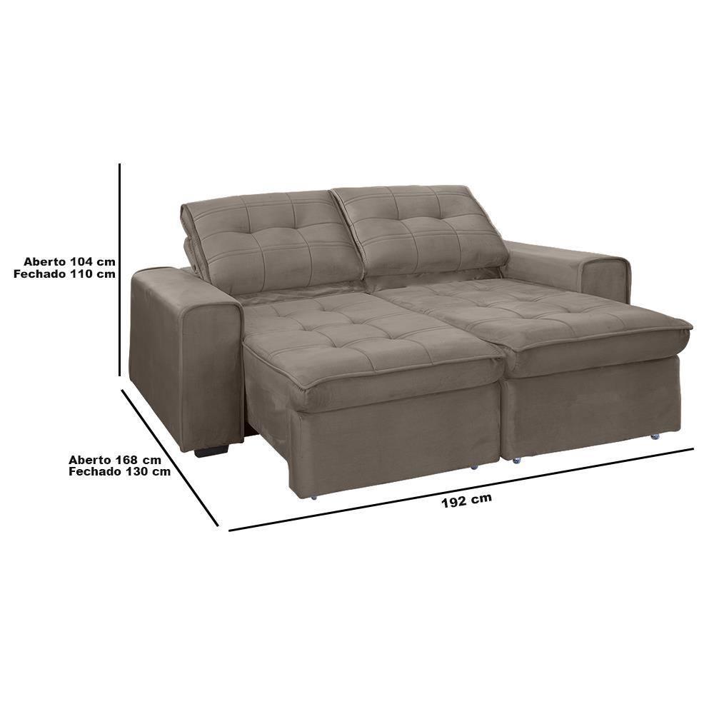 Sofá RBF Móveis Cedro 3 Lugares 192cm Retrátil Reclinável com Rodízios - 5
