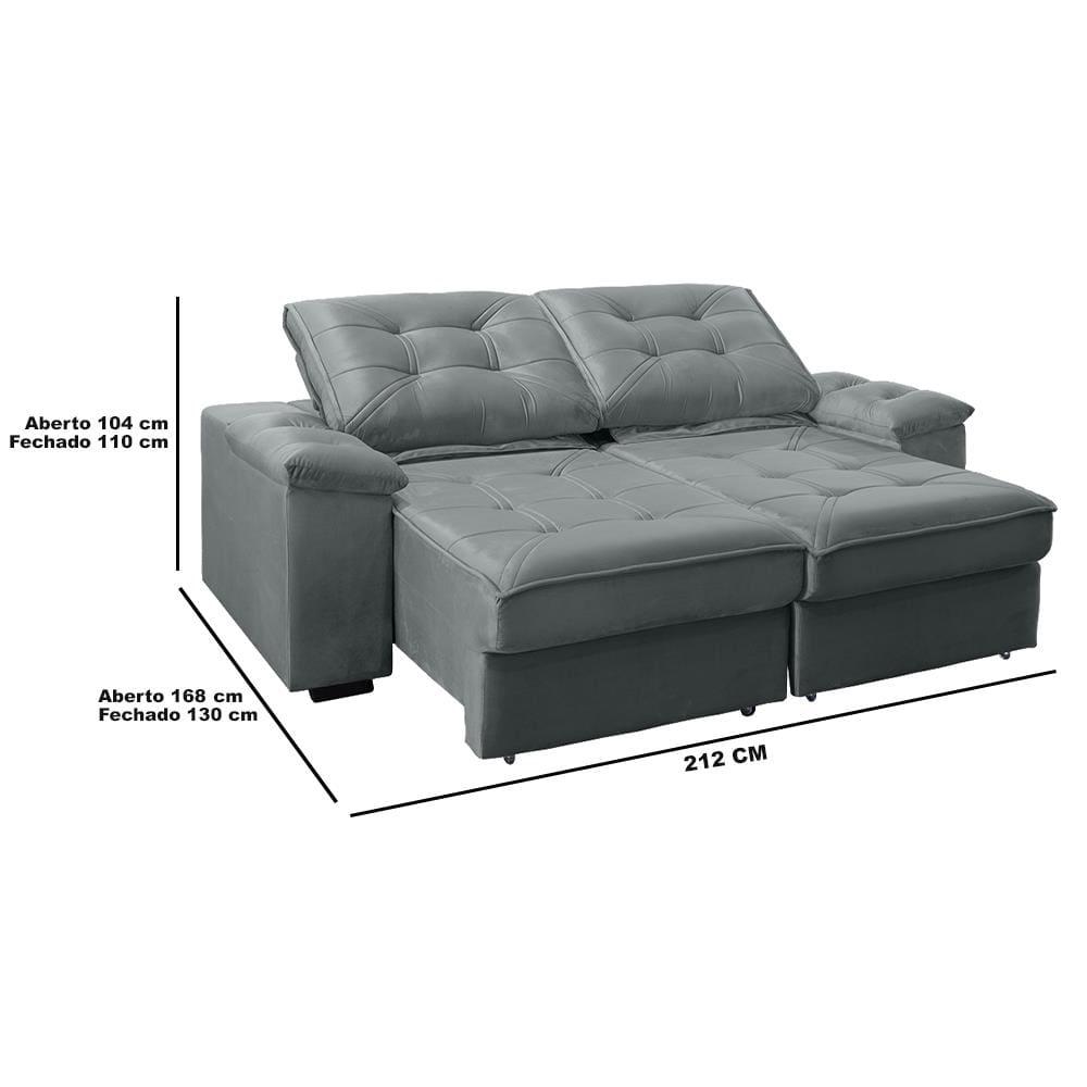 Sofá RBF Móveis Ypê 3 Lugares 212cm Retrátil Reclinável com Molas Ensacadas - 5