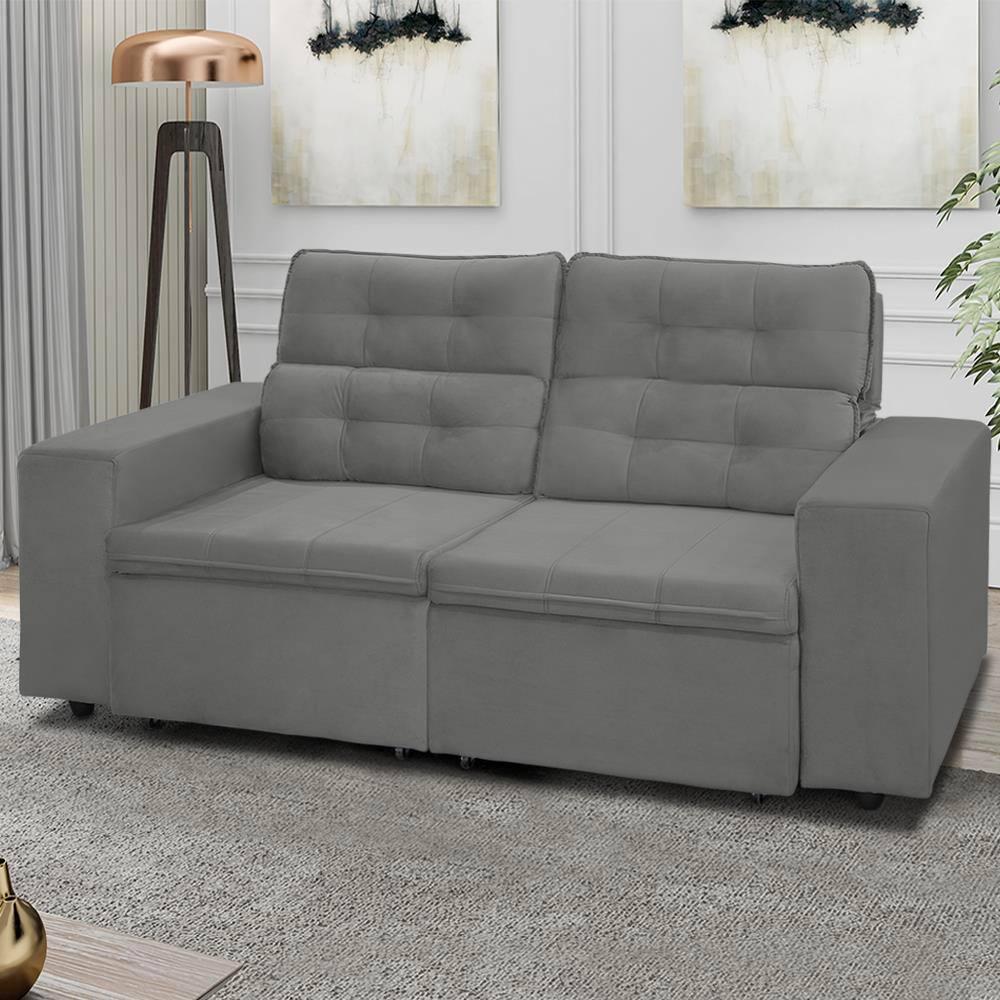 Sofá RBF Móveis Berlin 3 Lugares 202cm Retrátil Reclinável com Rodízios - 1